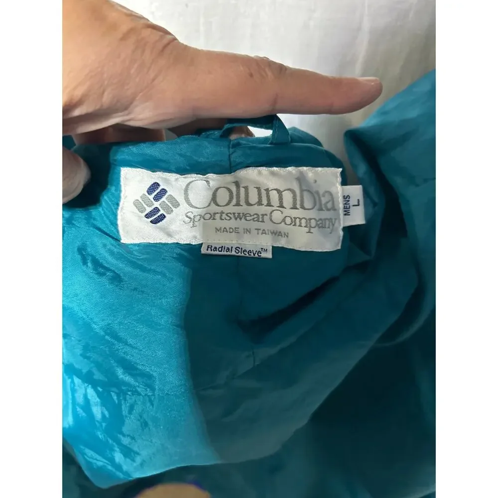 VTG Columbia Coat Large Blue Purple Gizmo Radial Sleeve Reversible Zip in Liner